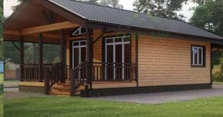 Проект одноэтажного дома из бруса с террасой - Строительство в Рузаевке от Строй-Рзв от 132054 руб.